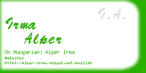 irma alper business card